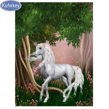 

Unicorn Diamond Embroidery Cross Stitch Wall Sticker DIY Diamond Painting full square diamond painting white horse Decor E321
