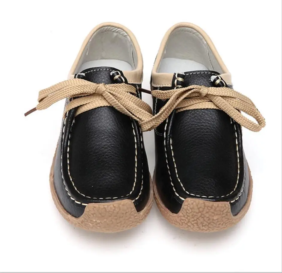 Koovan/Женская обувь из натуральной кожи на плоской подошве; обувь для мам на толстой подошве; Повседневная обувь для молодых девушек с мягкой нескользящей подошвой