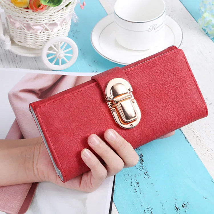 2018 New Brand Latest Women Leather Long Wallet Female Coin Purse Change Clasp Money Bag Card ...