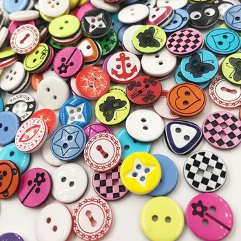 

100pcs 12MM Lots Mix Colorful Cartoon Resin Buttons DIY Scrapbooking Accessories Kid's Apparel Sewing Notions PT171