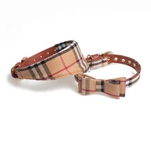 Mig Plaid Triangular Scarf And Bowknot Pet Collar for All Cats and Small Medium Large Dogs , Make Your Dog More Stylish AMD18037