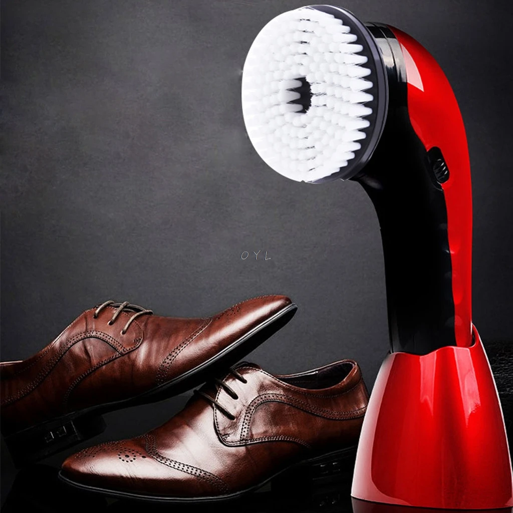  Portable Handheld Automatic Electric Shoe Brush Shine Polisher 2 Ways Power Supply EU Plug
