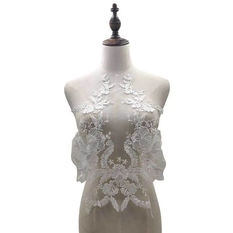 Роскошная вышитая Венеция кружевной воротник декольте аппликация из гипюра украшения для женщин платье DIY шитье отделка Скрапбукинг - Color: white