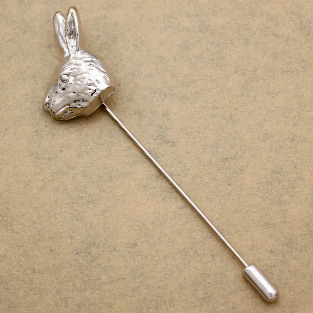 

Rabbit Head Bunny Wonderland Hare Lapel Stick Enamel Pins Collective Tie Hat Brooches For Women TEA PARTY Anime Jewelry