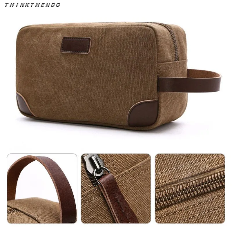 THINKTHENDO الرجال خمر قماش السفر التجميل حقيبة أزياء متعددة الوظائف ماكياج الهاتف الحقيبة أدوات الزينة حالة حقيبة يد جديد 7 ألوان