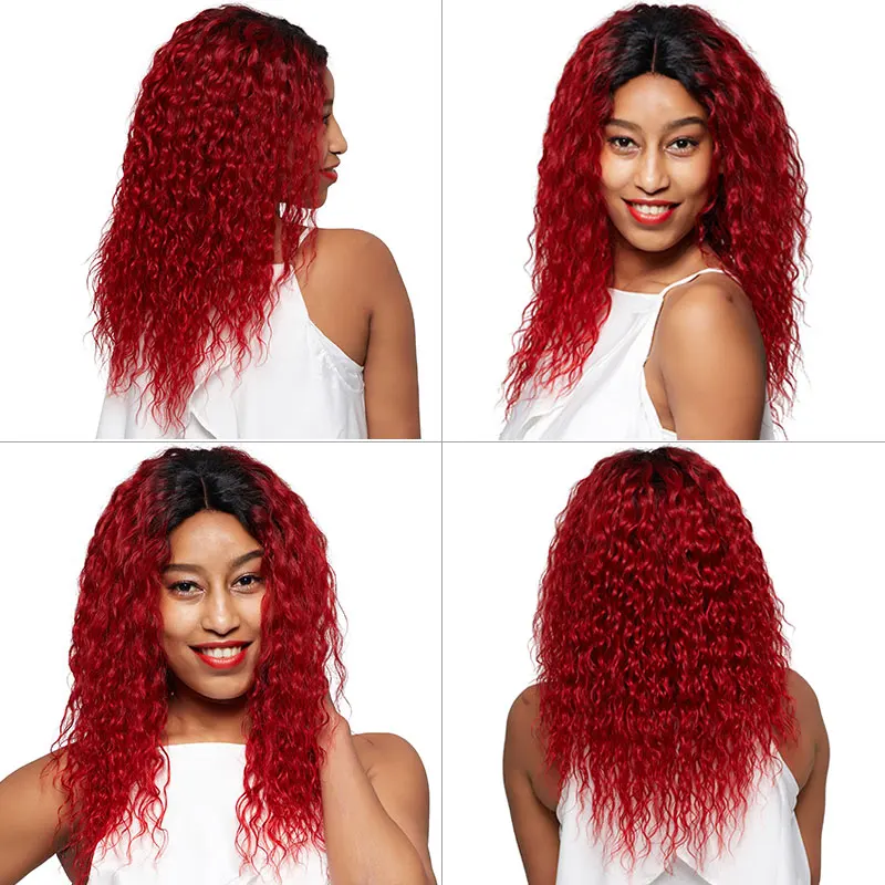 Remyblue Hair Malaysian Water Wave Bundles With Closure Red Human Hair Weave Bundles With Closure Burgundy 99J Remy Hair Bundles
