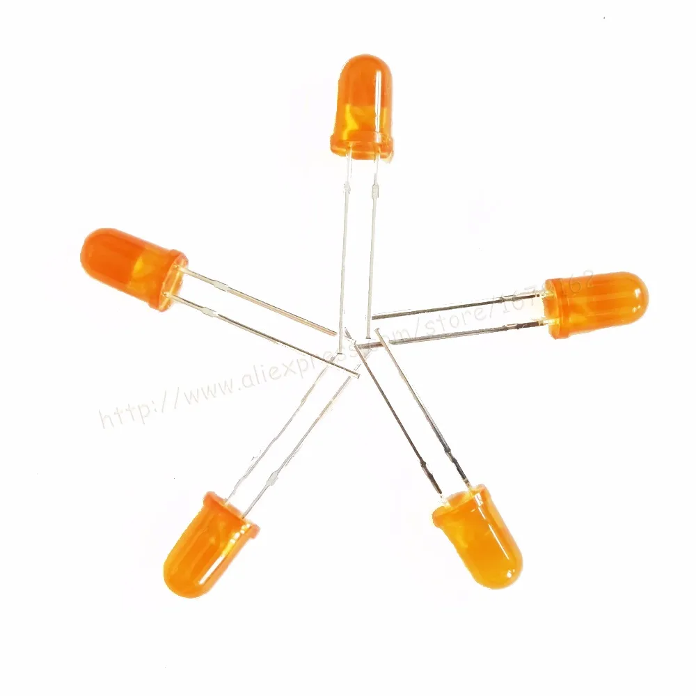 

100pcs/lot 5mm LED LAMPS orange light brightness Light-emitting diodes Orange LED Light Lamp diode