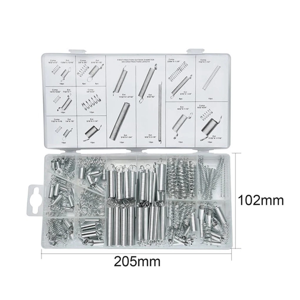 

200PCS/Set Sturdy Practical Metal Tension Compression Springs Assortment for Bicycle Locks Automotive Electronics