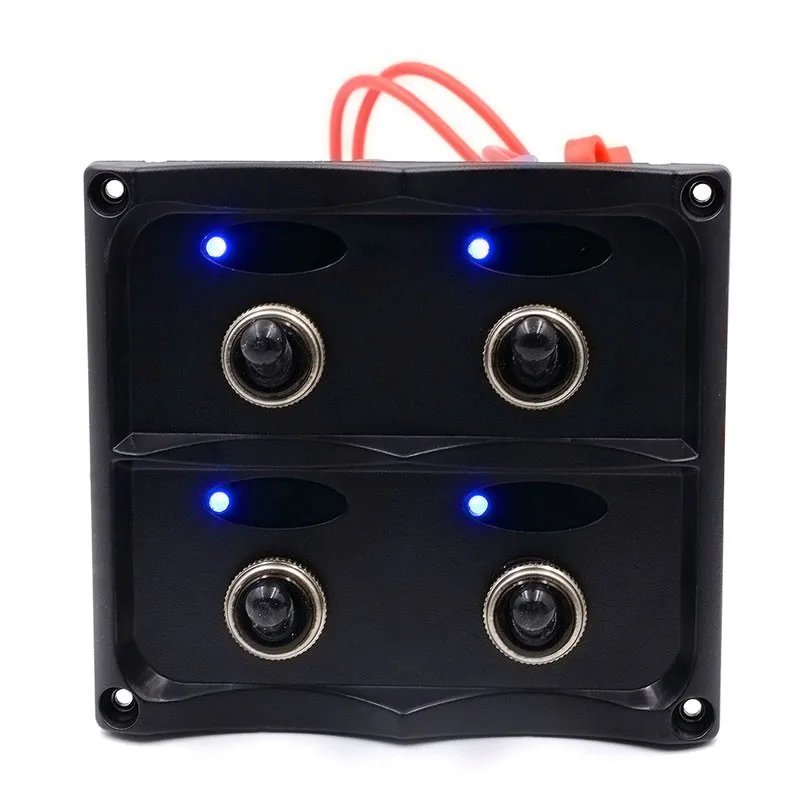 

12-24V Waterproof 4-Gang Toggle Switch Panel with Fuse LED Indicators Switches for Car Boat Marine Motorcycle RV Caravan