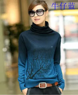 6 цветов, размера плюс женский кашемировый свитер с высоким воротом женский брендовый базовый пуловер градиентная цветная печать свитер