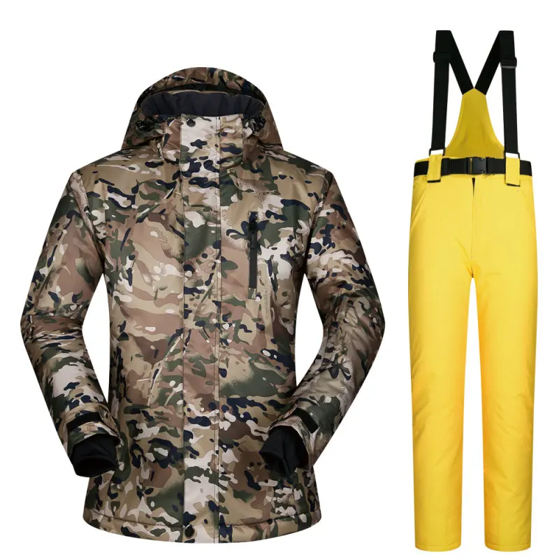 Зимний лыжный костюм для мужчин; Новинка; ветрозащитная Водонепроницаемая дышащая зимняя куртка и брюки; мужской лыжный комплект; брендовая мужская куртка для сноуборда - Цвет: CLMC YELLOW