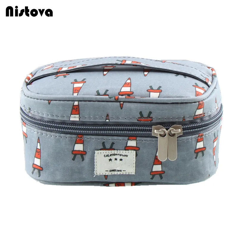 

Cute Waterproof Cosmetic Bag Girl's Canvas Mini Pouch Travel Bedroom Wash Makeup Tools Organizer Case Box Accessories Supplies