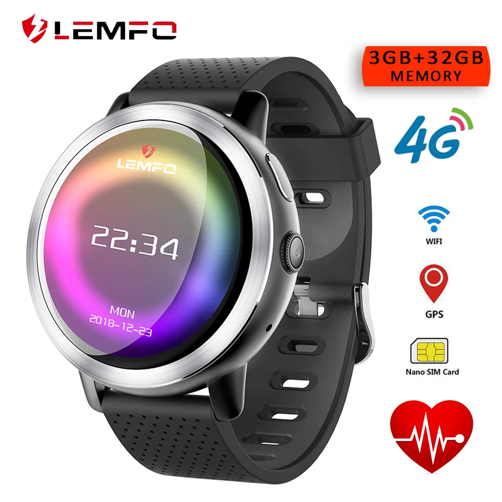 LEMFO LEM8 Android 7 1 умные часы 3 ГБ + 32 Гб Dual 4G 39 &quotAMOLED WIFI GPS Sim IP67 водонепроницаемые с