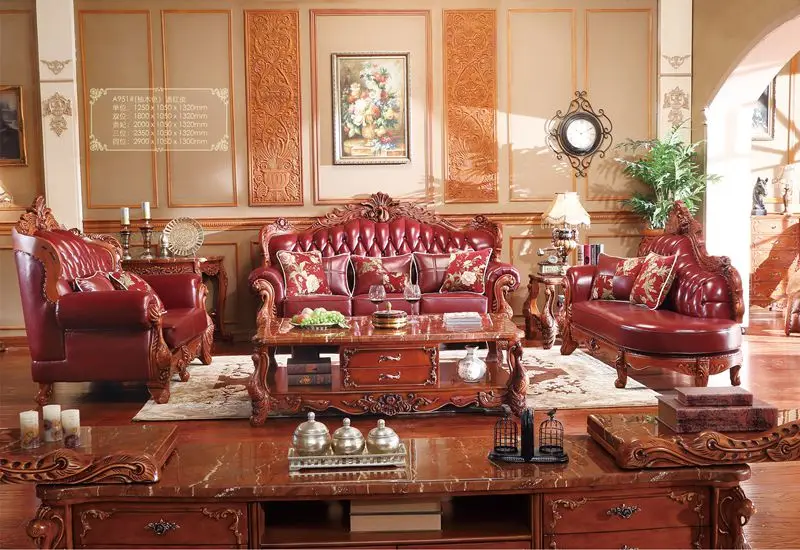 turkish brown and white full leather sofa set solid wood furniture,modern living room couches furniture sets