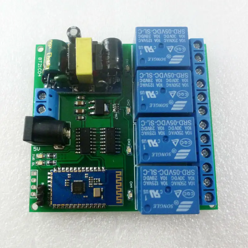AC 110 в 120 В DC 5 4 канальный Bluetooth релейный переключатель для Android app беспроводной