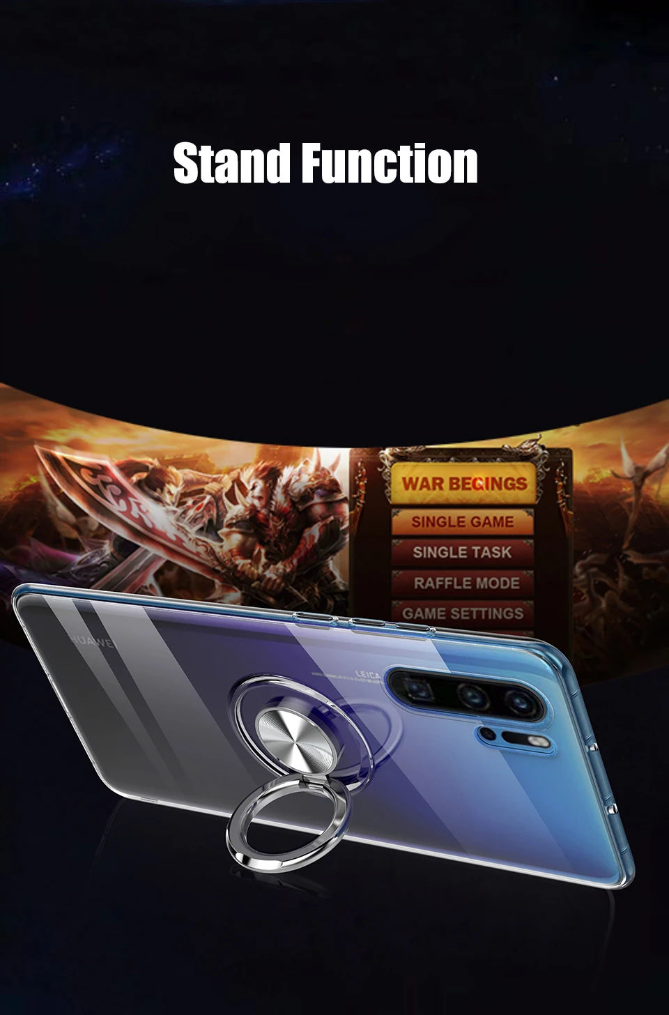 Чехол для huawei P30 Pro Lite, прозрачный мягкий силиконовый чехол с кольцом-держателем для huawei P20 mate 20 Pro X Honor View 20, чехол для телефона