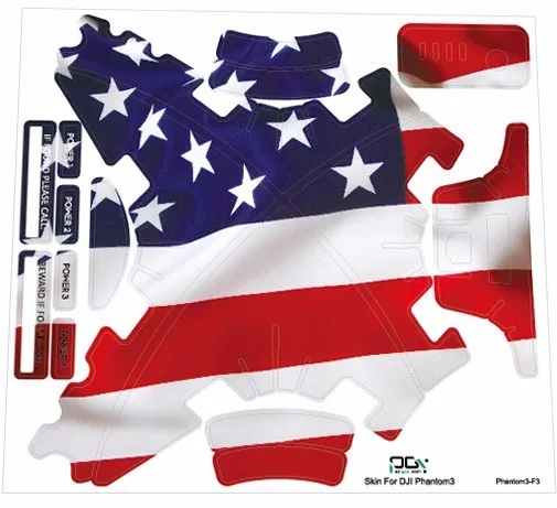 PGY DJI Phantom 3 Accessories Phantom3 Stickers 3M Graphic Wrap Skin Skins Decals Quadcopter Drone Parts