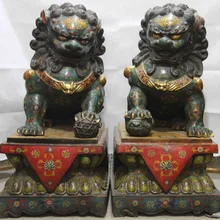 Xd 001729 Королевский Медь Бронзовый Перегородчатые Gild Фэншуй Гардиан Зло Фу Фу Собака Лев Пара