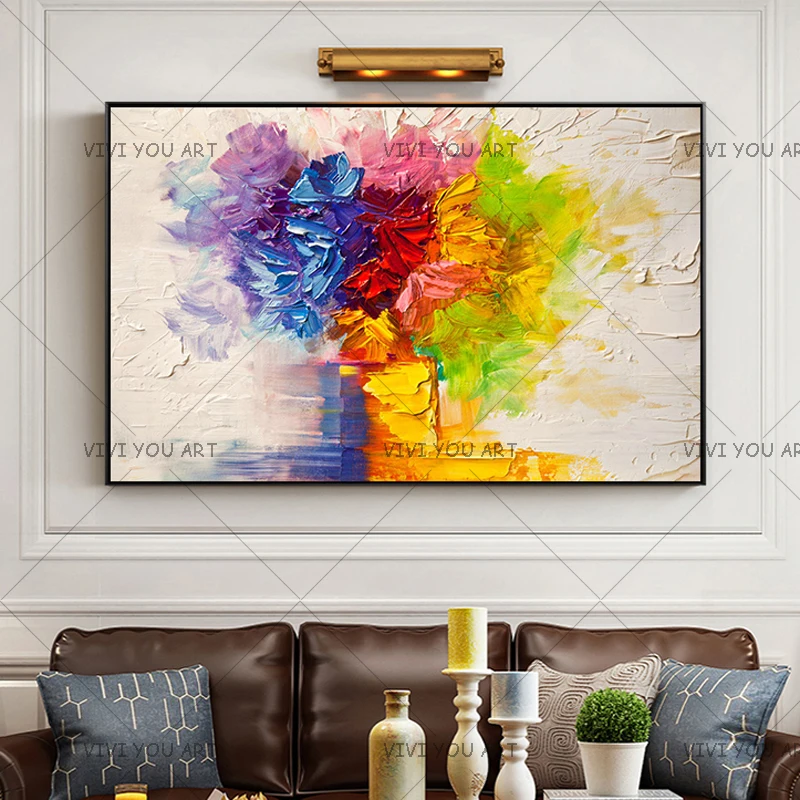 Картина маслом на холсте caudros decoracion палитра нож красочный цветок настенные