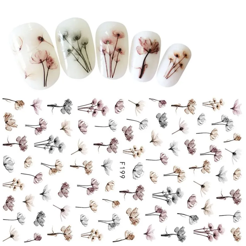 

1 Sheet Colorful 3D Nail Sticker Succulent Plants Flowers Design Nail Art Adhesive Transfer Sticker Decals Manicur Nail Decor