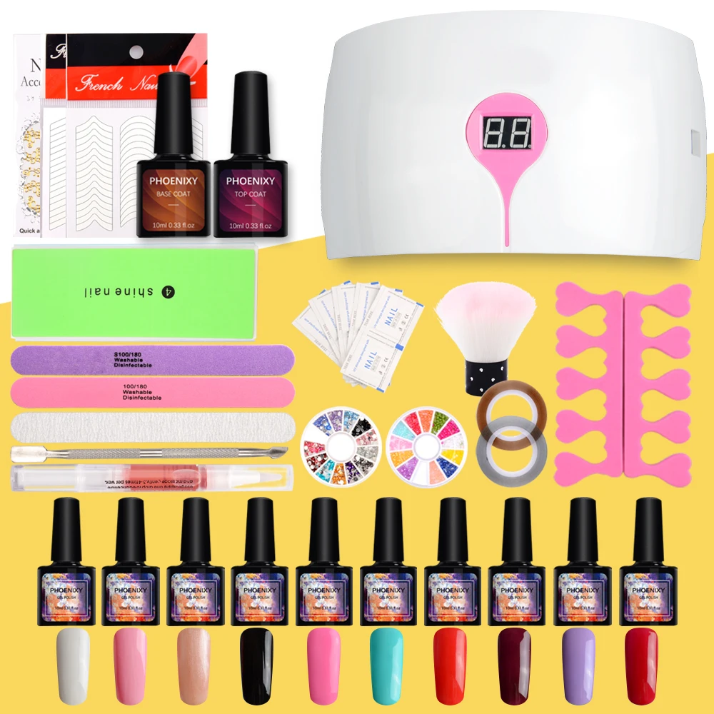 

Manicure Set 36w LED Lamp Dryer For Nail Art Set Kit Gel Nail Polish 10ml Gel Varnish Set Decorations Brush Tools For Manicure