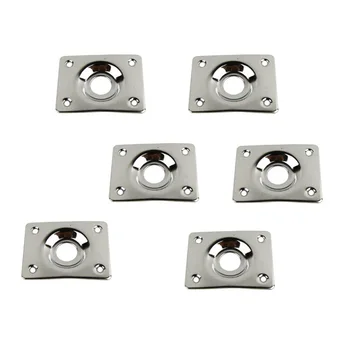 

NEW 6pcs Metal Square Guitar Jack Plates JackPlate Cover Chrome Guitar Accessories