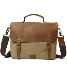 Модная Холщовая Сумка для ноутбука 15,", сумка для компьютера, винтажная Мужская холщовая кожаная сумка через плечо