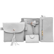 Женская сумка, новинка, модная сумка на плечо из четырех частей, одноцветная сумка-мессенджер, маленький кошелек, женская сумка