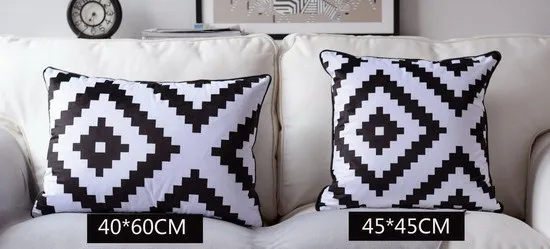 coussin deco blanc et noir