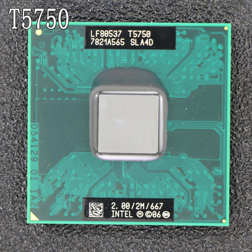 Ноутбук intel cpu Core 2 Duo T5750 cpu 2M cache/2,0 GHz/667/двухъядерный процессор Socket 479 для ноутбука GM45/PM45