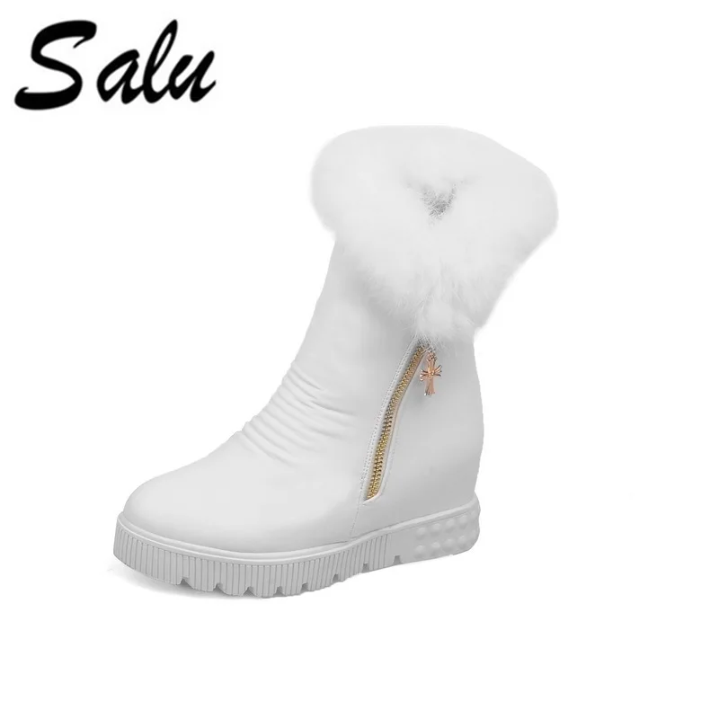 

Salu 2019 new Women's Winter Shoes Big Size High Quality Brand Women Shoes Women Winter Boots Mid Calf Boots big size 11 12
