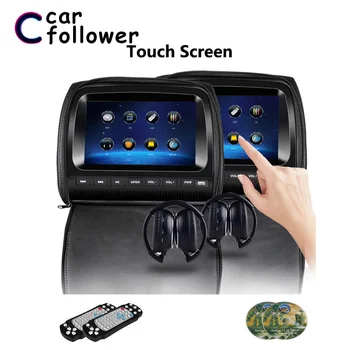 

2PCS 9 Inch DVD In Car Headrest Monitor LCD Touch Screen Zipper Cover Support IR/FM/USB/SD/Speaker/Game MP5 Player