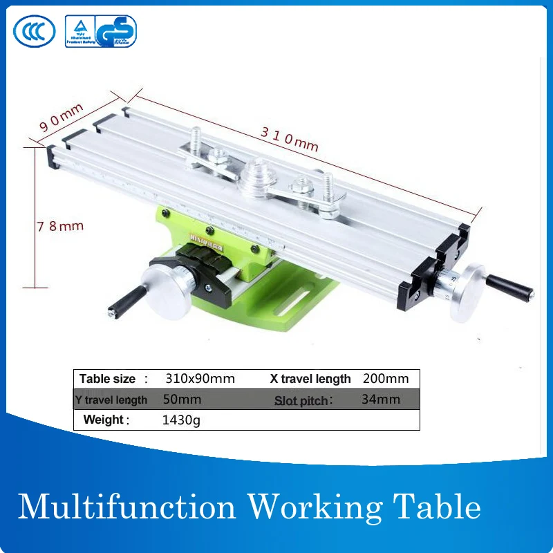 Рабочий стол, рабочий стол, фрезерный станок, комбинированный сверлильный скользящий стол для скамейки, сверла, многофункциональный регулируемый X-Y