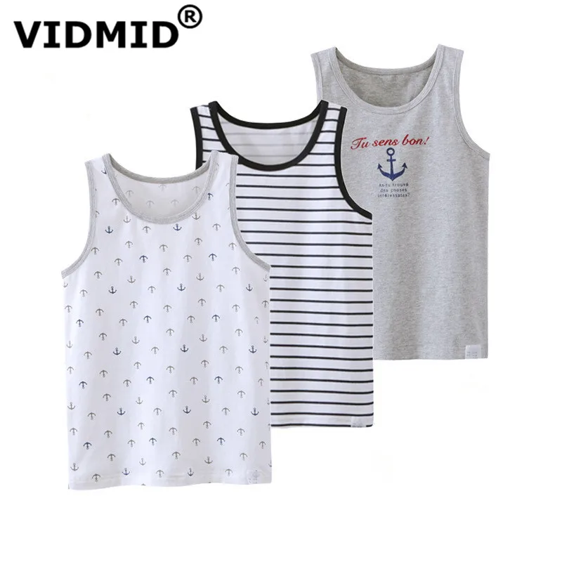 VIDMID 3pcs/lot Children vest Baby summer children boys tanks t-shirt Cotton tank sleeveless kids cartoon beach clothes 7010 04