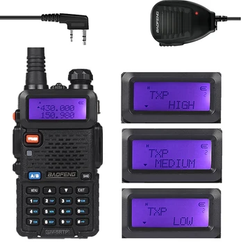 

Baofeng UV-5R TP 136-174/400-520MHz Dual Band FM High Power 1/4/8W Two Way Ham Radio Walkie Talkie with uv5rtp Remote Speaker