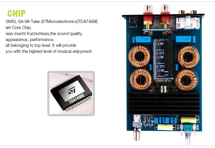 SMSL SA-98E TDA7498E 160 Вт* 2 класса d высокого класса супер HIFI аудио цифровой усилитель мощности с оригинальным адаптером высокой мощности