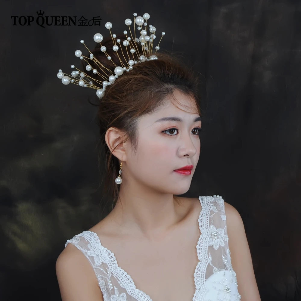 

TOPQUEEN HP184 Bridal Tiara Bride Hair Jewelry Wedding Tiara and Crown Handmade Wedding Hair Accessories wedding headwear