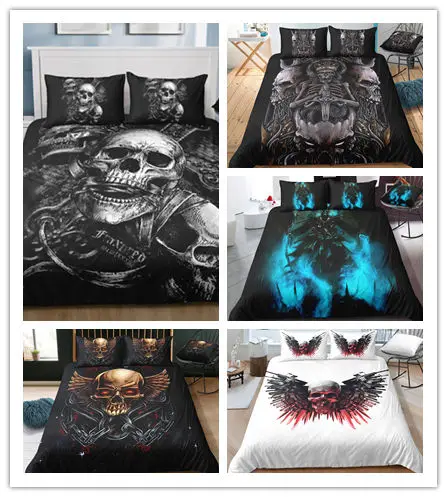 

Free Dropshipping Bed 3D Sugar skull Duvet cover Pillowcase EU/US/AU Queen Skull Bedding Set