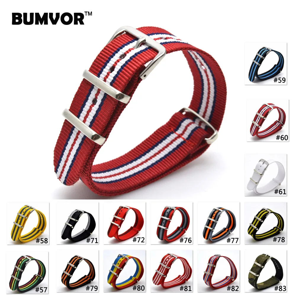 

1pcs Nato Strap 22mm Nylon Watch Band Waterproof Watch Strap On For Hours men watchbands 57-83
