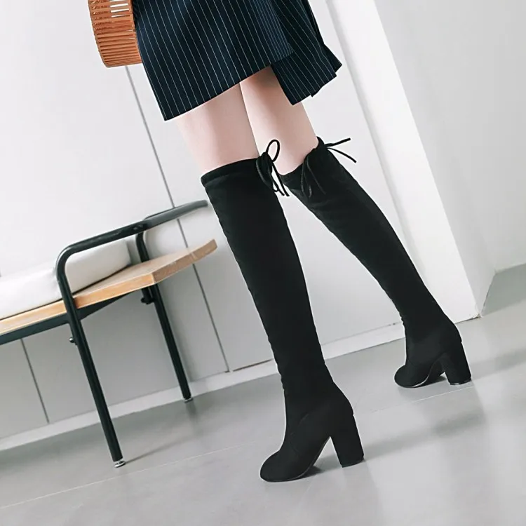 

Big Size 11 12 13 14 Fashion of Europeans and Americans with square head, thick heel and slim boots