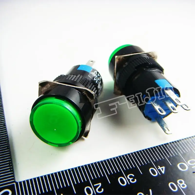 

AL6-A With LED color Green AC 3A/250V (DC 30V/5A) 5Pin Self-locking Push Button Switch 20Pcs/lot