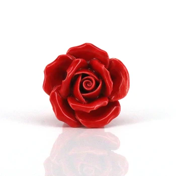 

Red Rose Flower Shaped Home Decor Ceramic Cabinet Knob Handles Cupboard Closet Dresser Drawer Handles Furniture Knobs Pulls