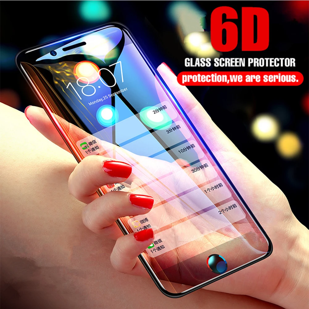 

6D Curved Tempered Glass Screen Protector for iPhone Xs Max Xr X Glass Full Coverage Film for iPhone 6 6S 7 8 Plus Private Film