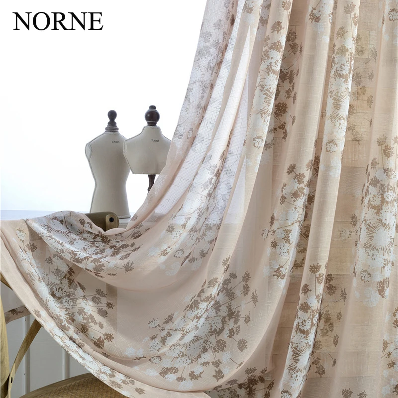 

NORNE Faux Linen Semi Tulle Window Sheer Curtains For Living Room Bedroom Kitchen Door Cortina Print Fabric Voiles Blinds Drapes