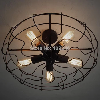 

Vintage American Loft RH Edison Ceiling Pendant Electric Fan Industrial lamp With ST64 E27 Bulb Cafe Bar