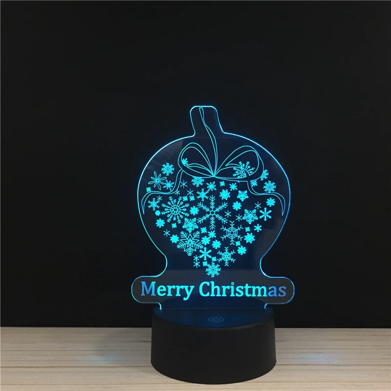 

LED 3D Merry Christmas Holiday Ribbon Flower Decoration NightLight Acrylic Night Lamp Light Touch And Remote Lamps Lights Kids