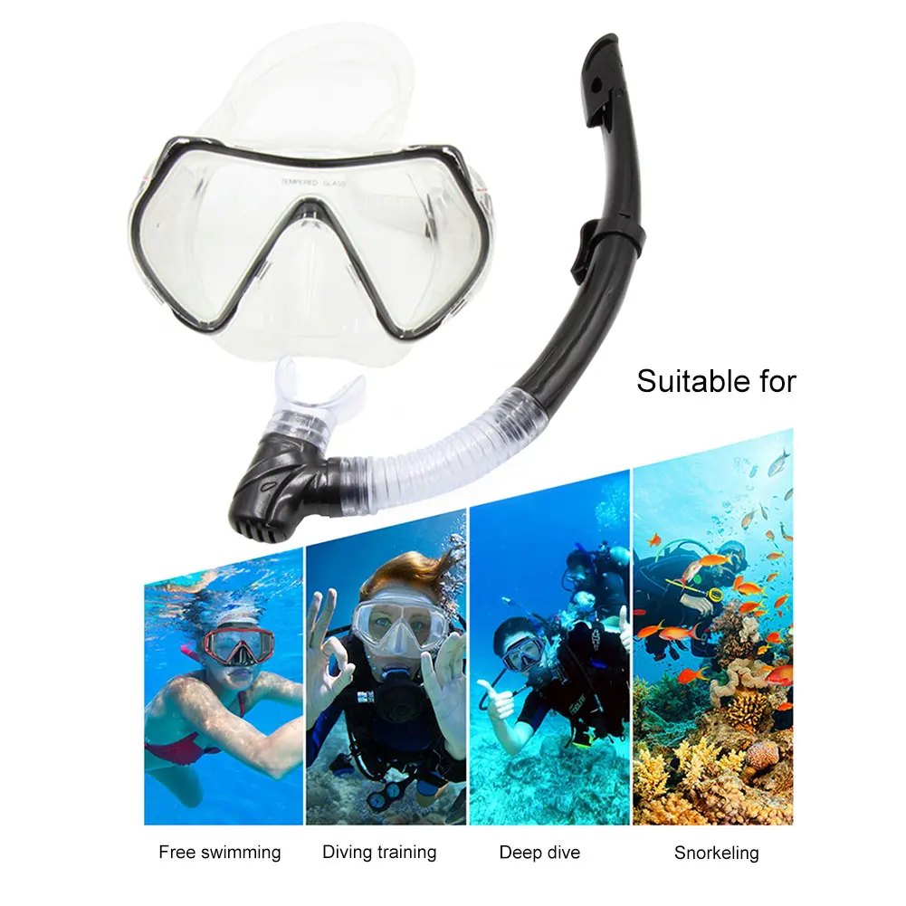 

Swimming Goggles Diving Mask Dry Top Snorkel Adjustable Snorkeling Gear Kit FK88