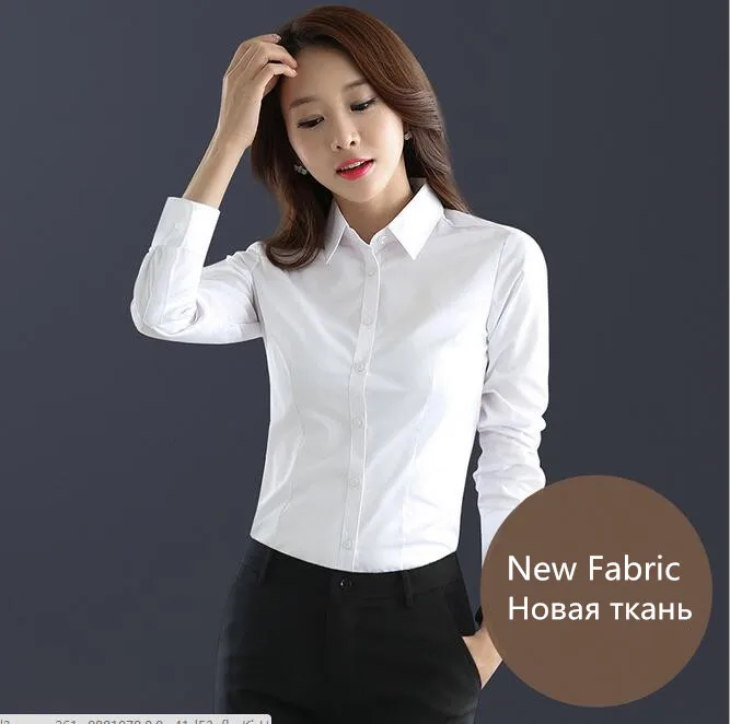 Весенне-летняя женская рубашка с длинным рукавом, женские блузки, женские офисные рубашки размера плюс 4XL, белая рубашка для женщин, Blusas Camisa Mujer - Цвет: white new fabric