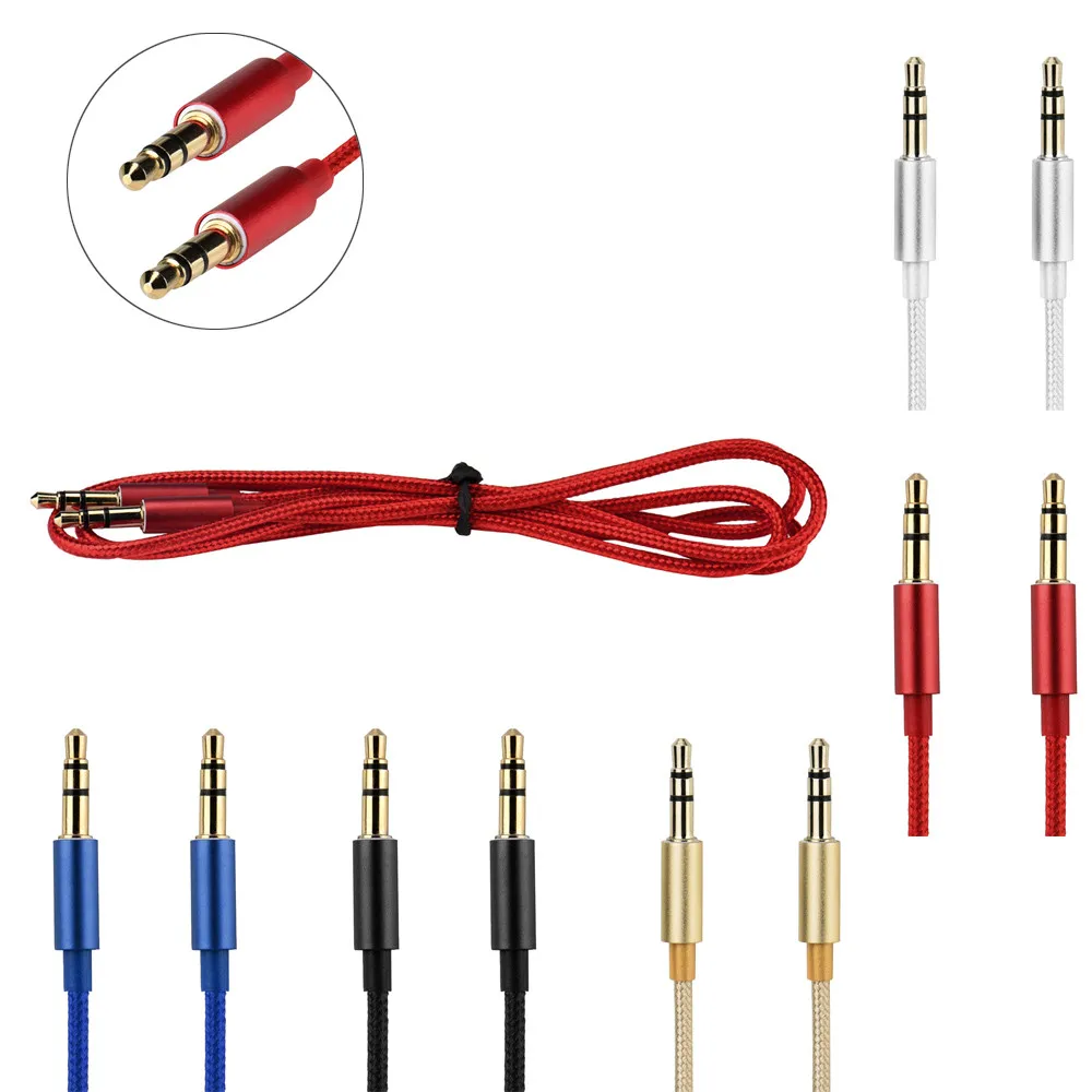 

New Quick Durable Portable Protection 1M 3.5mm Auxiliary Cable Audio Cable Male To Male Flat Aux Cable Home Travel Shorten Time