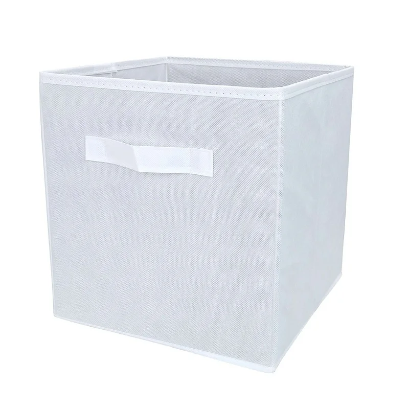 HANDY FOLDABLE STORAGE BOX Collapsible Cube Basket Organiser Fabric Folds Flat 
